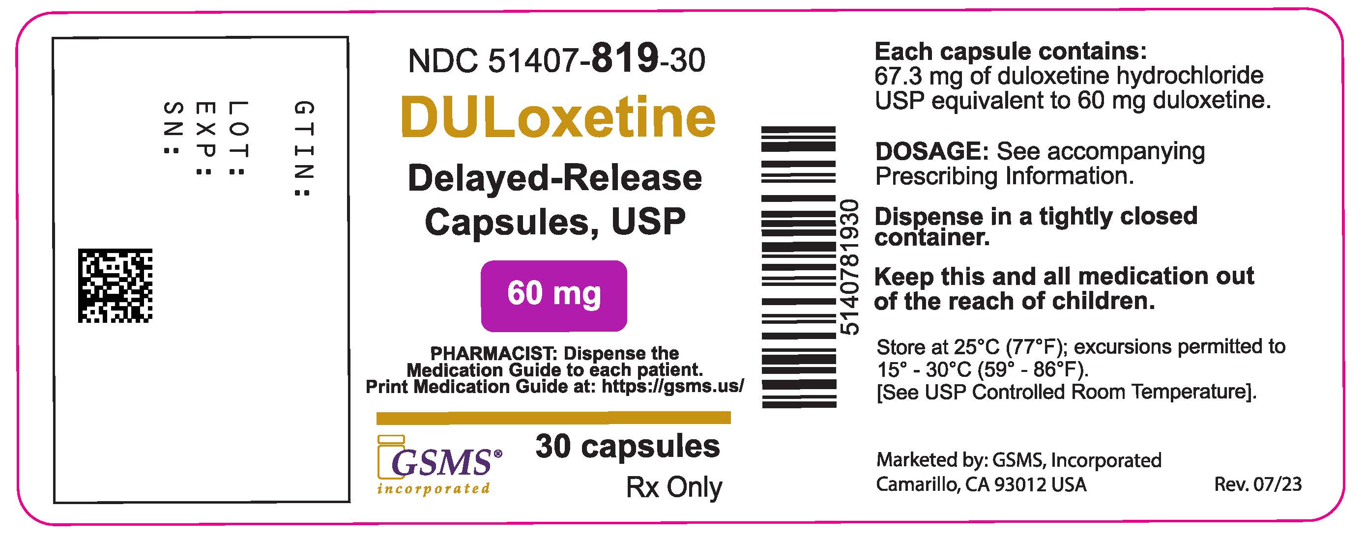 Duloxetine Capsules Package Insert Drugs